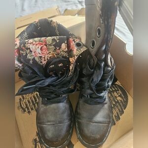 Dr. Martens Black Floral Women's Boots